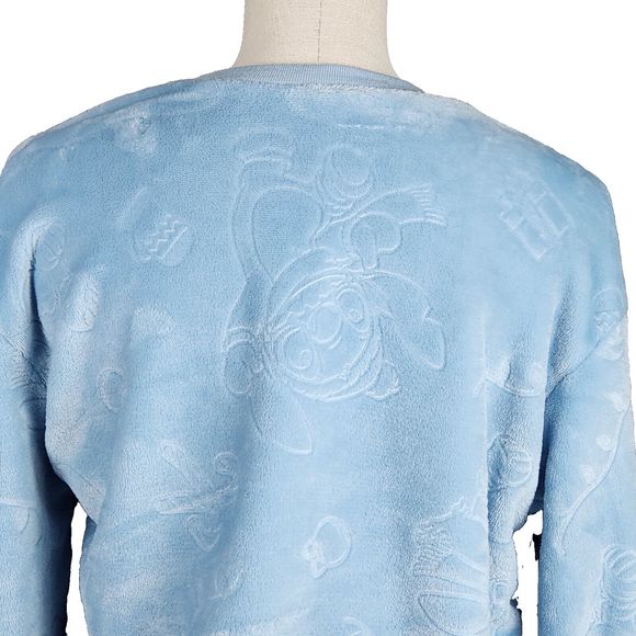 Disney's Stitch Juniors' Plush Sweatshirt Blue Pressed Pattern Size M - Picture 4 of 6